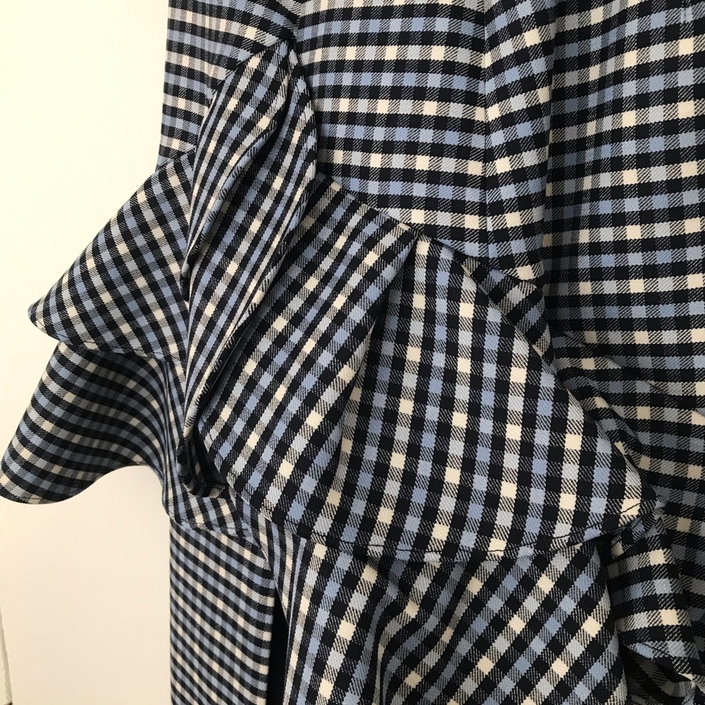 Michael Kors Collection Blue and White Checkered Pencil Skirt - Picture 7 of 11